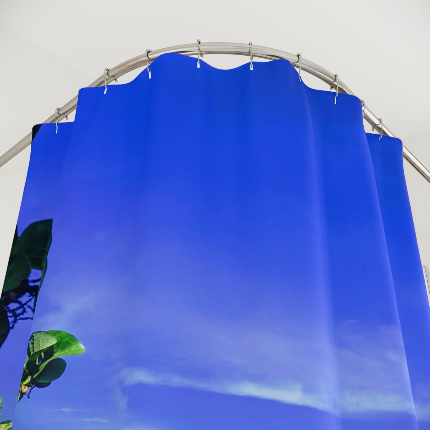 SSSS SeaGrape Leaves and Beach Shower Curtain