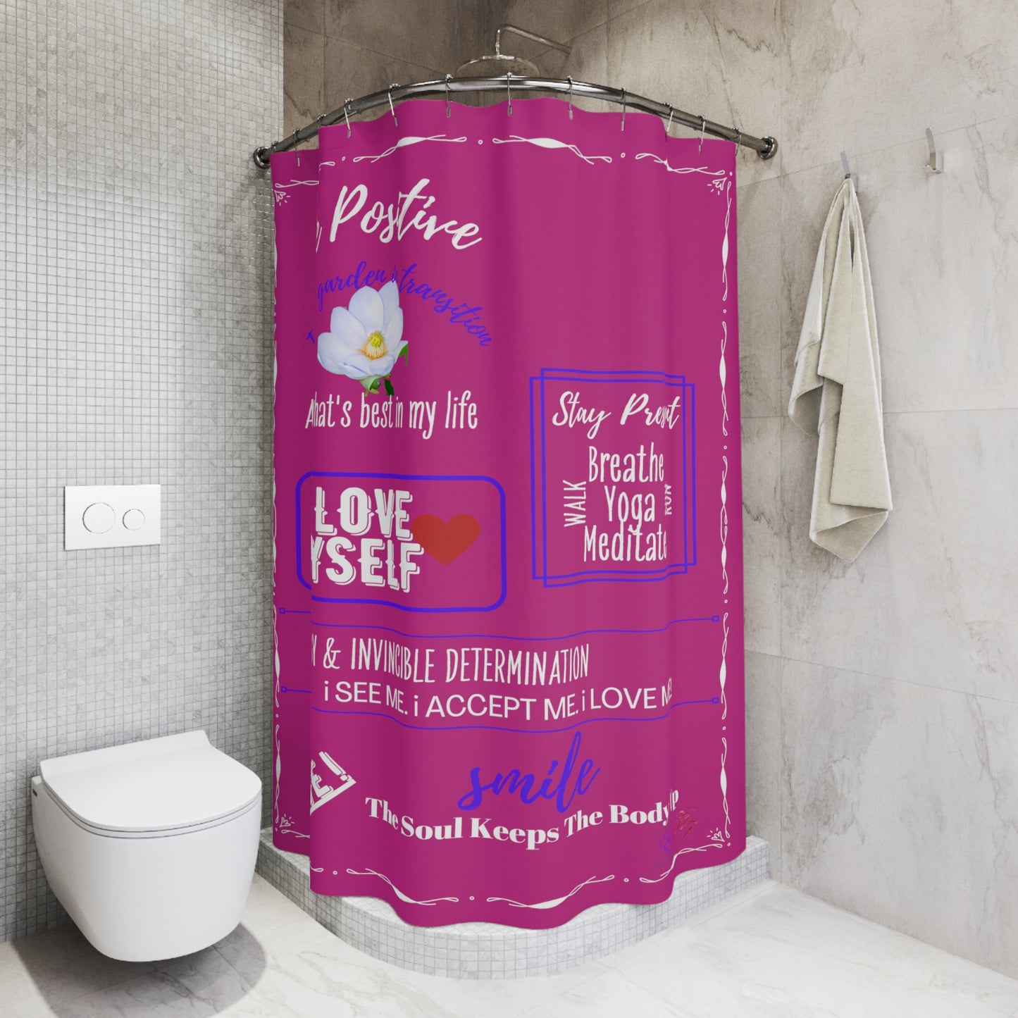 SSSS Be Positive Shower Curtain - Dark Pink (WL)