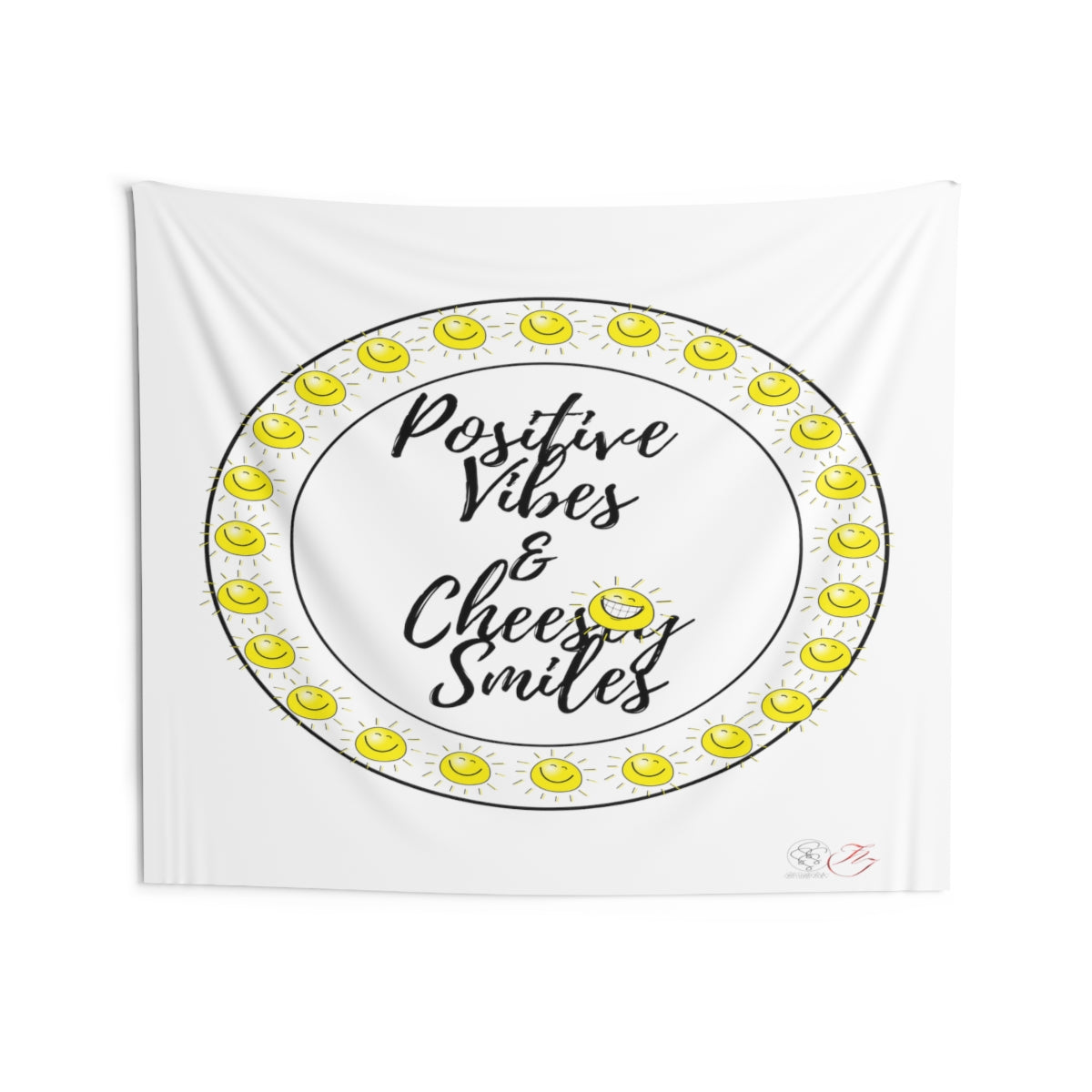 SSSS Positive Vibes & Cheesey Smiles Wall Tapestry - White (BL)