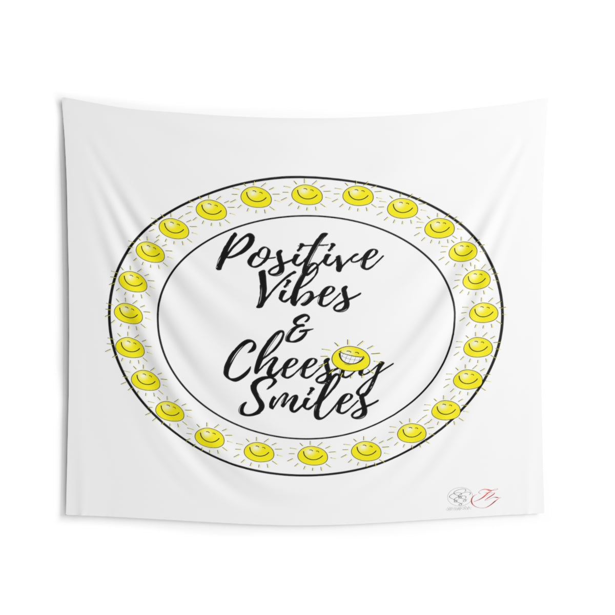 SSSS Positive Vibes & Cheesey Smiles Wall Tapestry - White (BL)