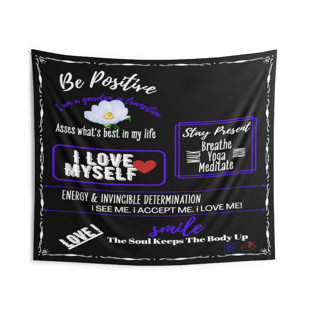 SSSS Be Positive Indoor Wall Tapestry - Black (WL)