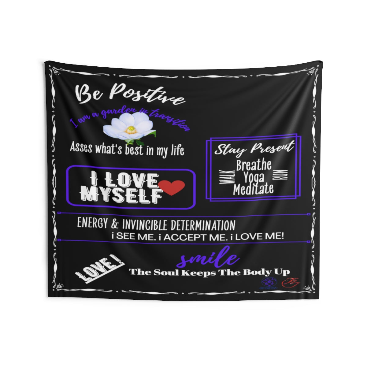 SSSS Be Positive Indoor Wall Tapestry - Black (WL)
